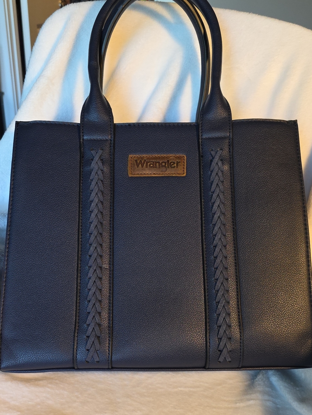 Wrangler Navy Braided-Strip Tote